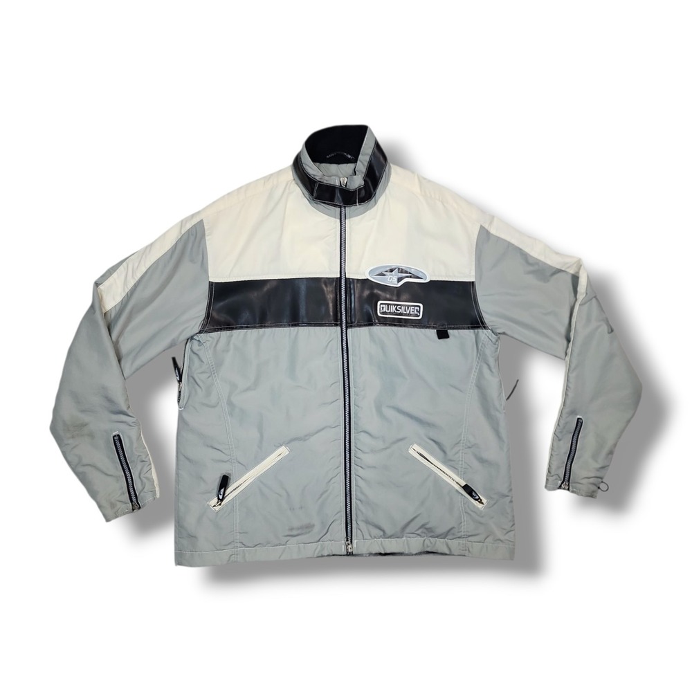 Vintage Quicksilver Genuine Parts Snow Jacket Black/Grey/White Size Large Flaws‎